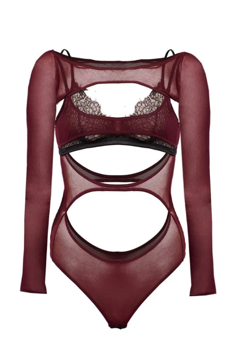 Lingerie<CULT MIA AVA BODY SET Black and Red