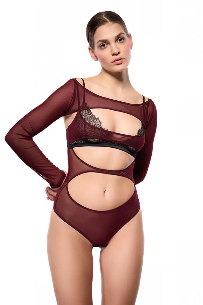 Lingerie<CULT MIA AVA BODY SET Black and Red