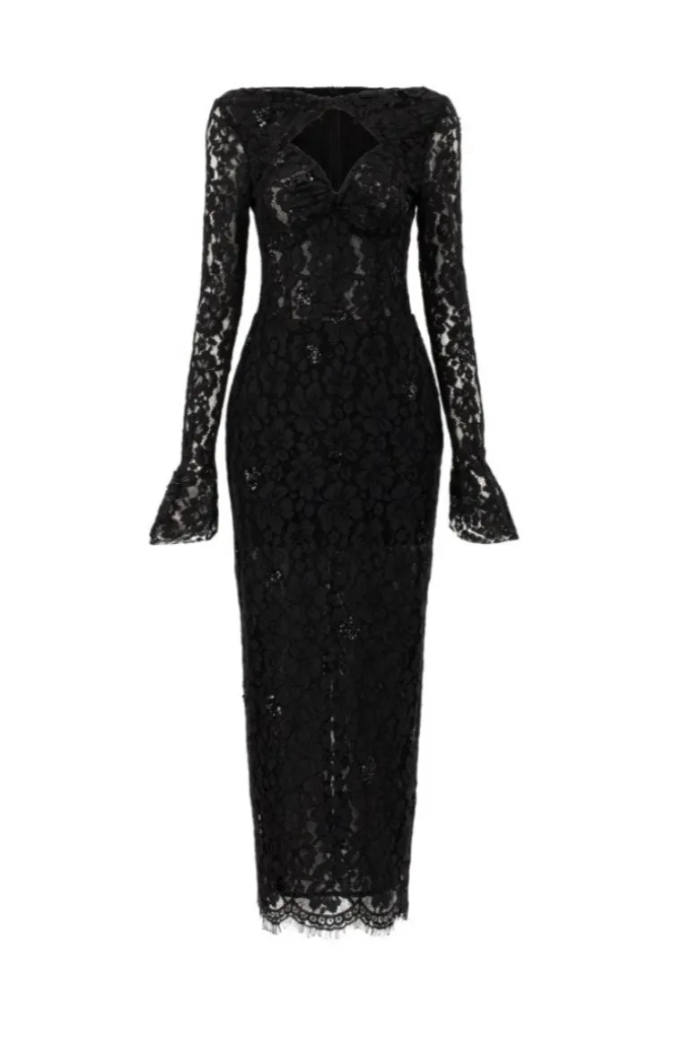 Dresses | Midi Dresses<CULT MIA AVERY FLORAL LACE CUT OUT DRESS IN Black