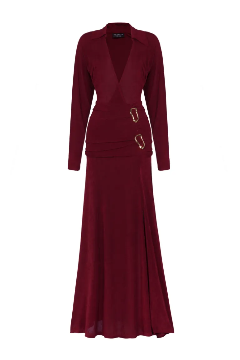 Dresses | Midi Dresses<CULT MIA AYLEEN SLIT V WRAPAROUND NECK JERSEY MIDI DRESS Red