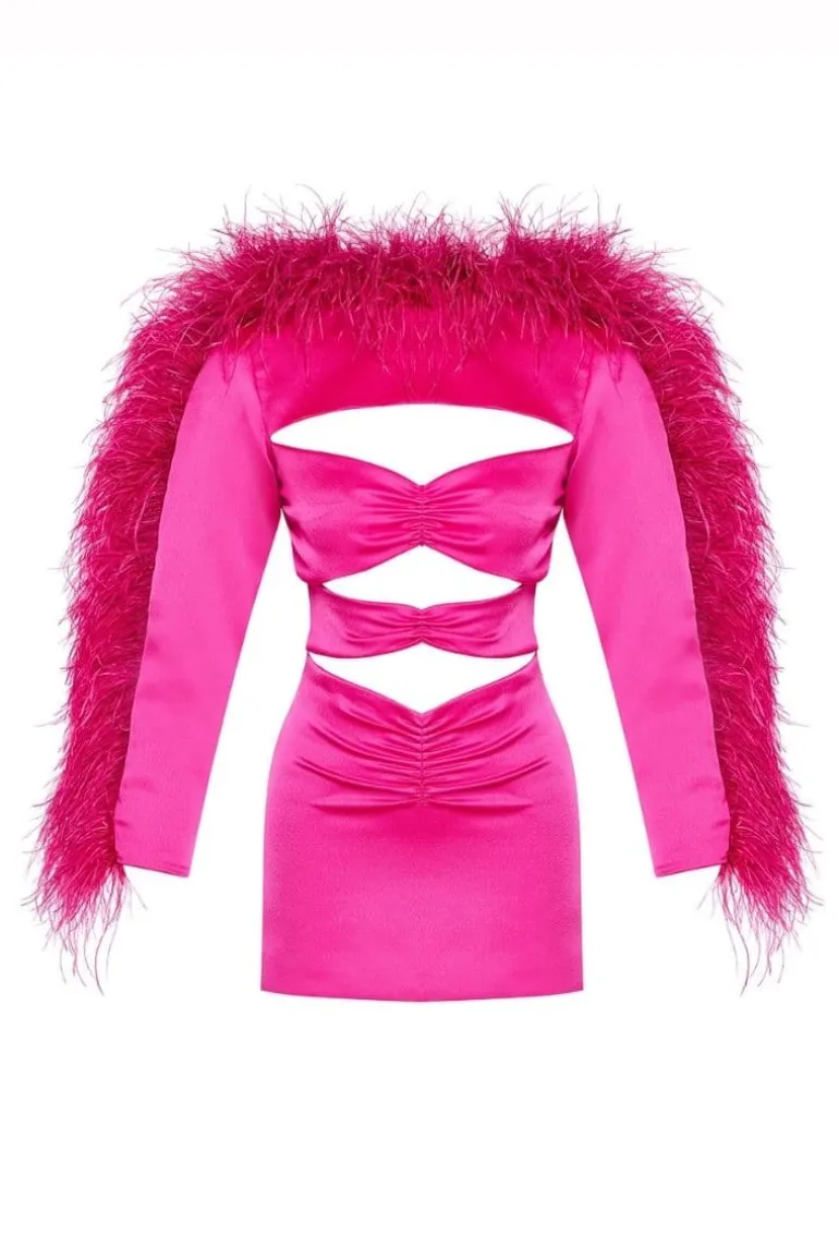 Dresses | Mini Dresses<CULT MIA AZALEA DRESS CUT-OUT SATIN MINI DRESS Pink
