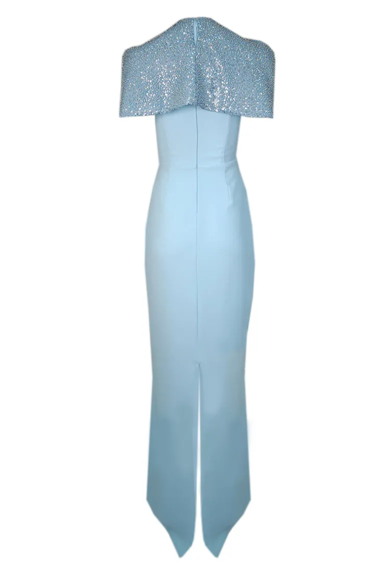 Dresses<CULT MIA CORSET DRESS WITH DETACHABLE EMBROIDERED CAPE Baby Blue