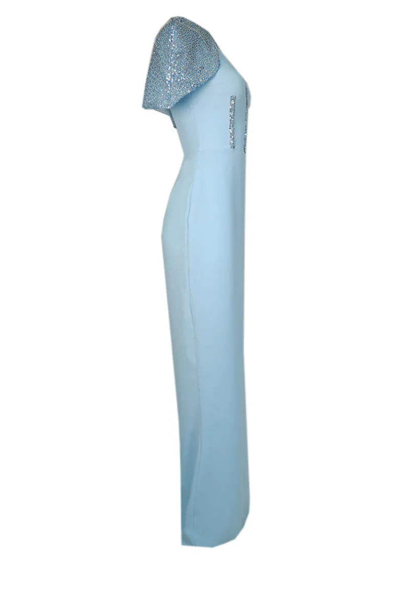 Dresses<CULT MIA CORSET DRESS WITH DETACHABLE EMBROIDERED CAPE Baby Blue