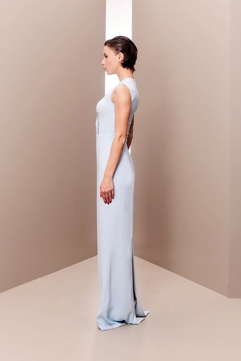 Dresses<CULT MIA CORSET DRESS WITH DETACHABLE EMBROIDERED CAPE Baby Blue