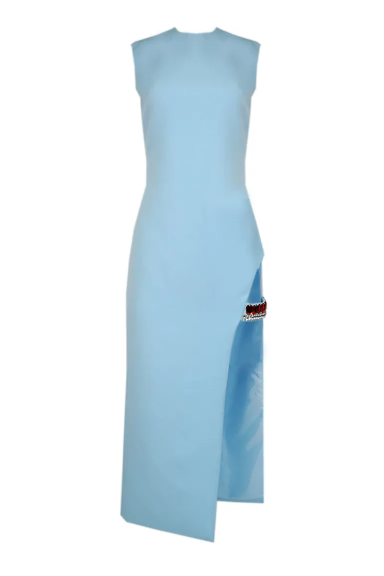 Dresses | Midi Dresses<CULT MIA CRYSTAL-ADORNED MIDI DRESS Baby Blue