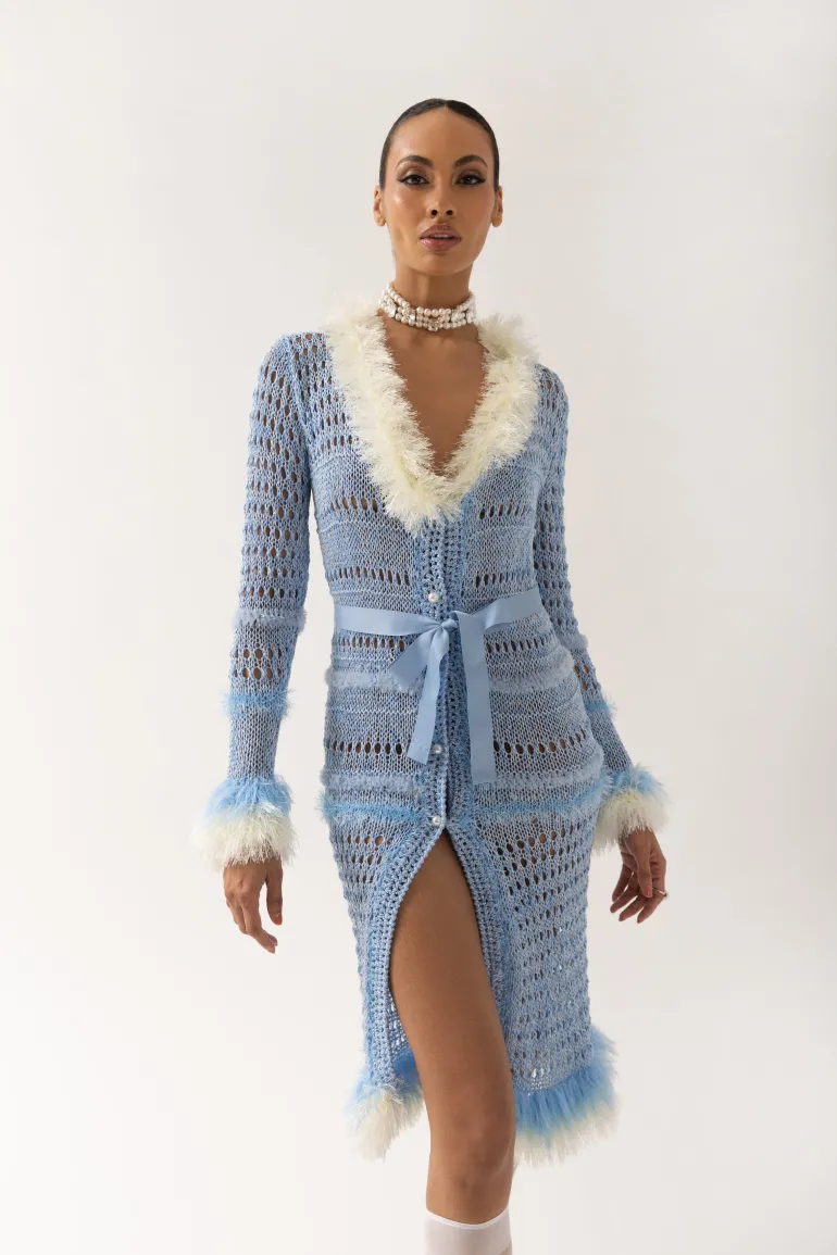 Knitwear<CULT MIA BABY ROSE HANDMADE KNIT DRESS - CARDIGAN Blue