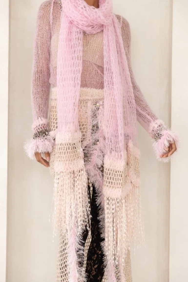 Scarves<CULT MIA BABY CASHMERE HANDMADE KNITTED SHAWL Pink