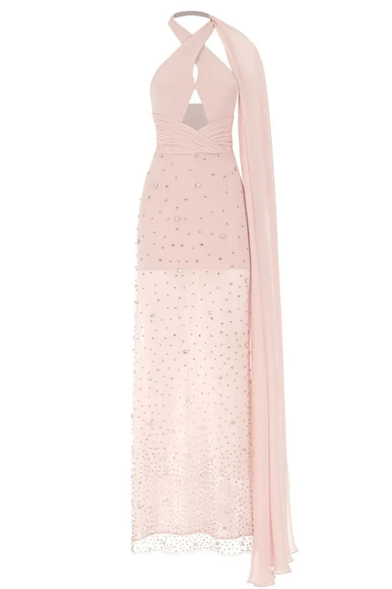 Dresses | Gowns<CULT MIA CRYSTAL-EMBELLISHED SILK GOWN Baby Pink
