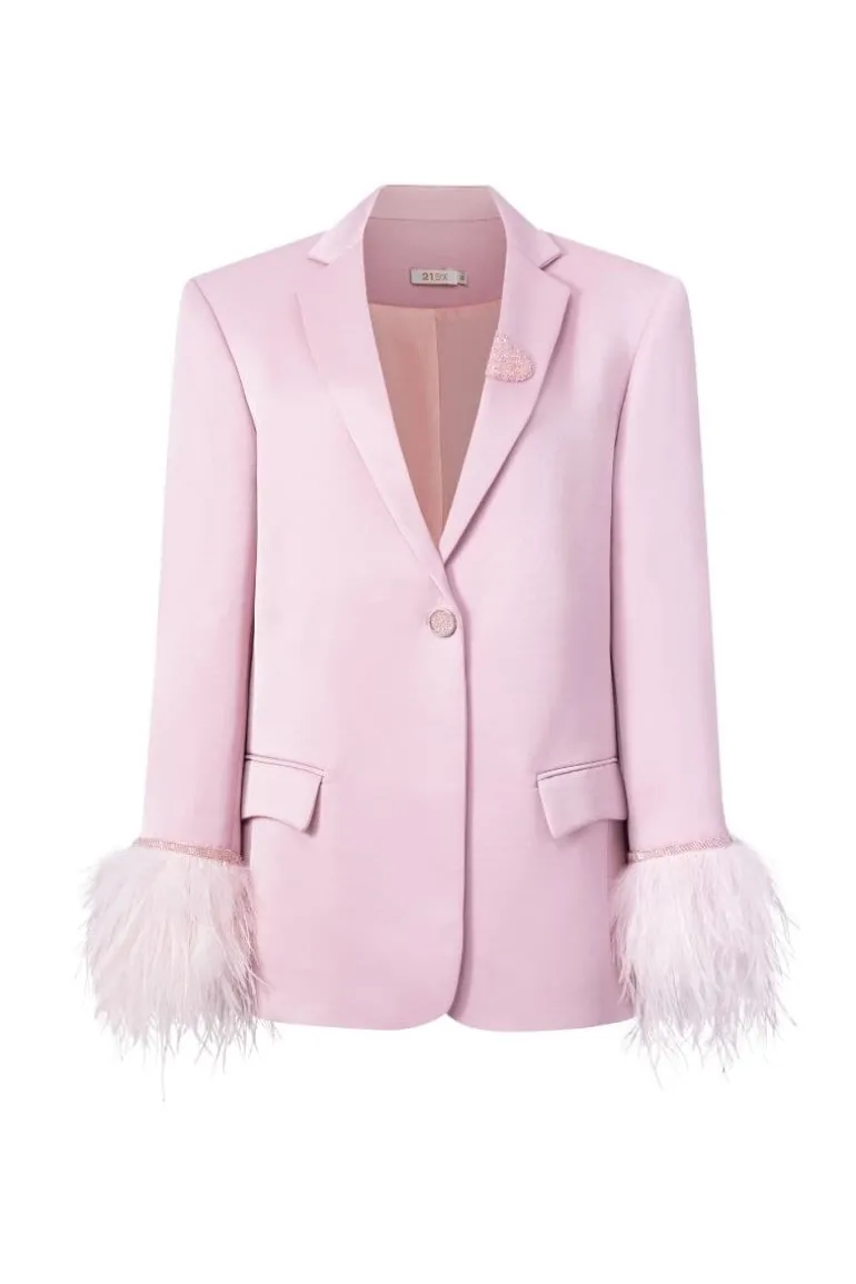Blazers<CULT MIA BABY KIERA TAFFETA FEATHER BLAZER Pink