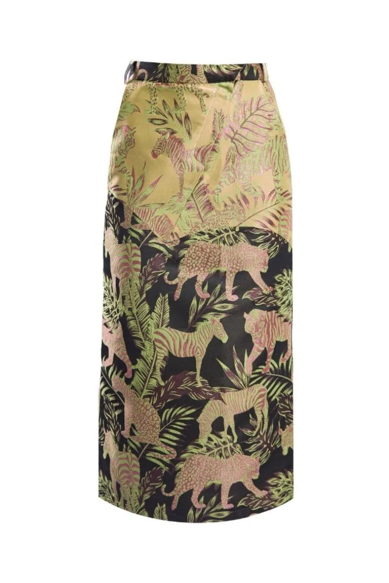 Skirts<CULT MIA BAMBOO MIDI SKIRT Green/Black