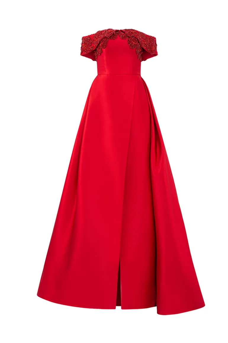 Dresses | Gowns<CULT MIA BAMBOO TAFFETA GOWN IN Red