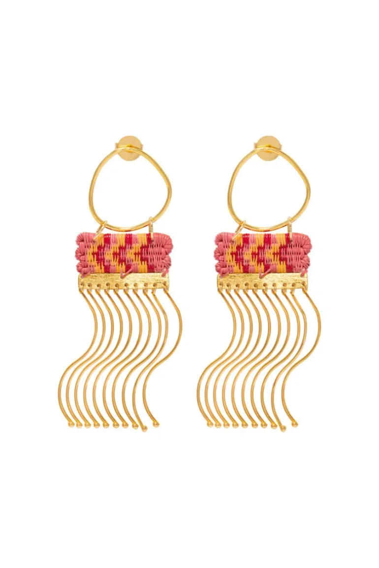 Earrings<CULT MIA BARLOVENTO PINK EARRINGS Coral, True Red, Pink