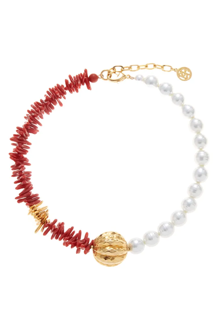 Necklaces<CULT MIA BASI NECKLACE Gold & Coral