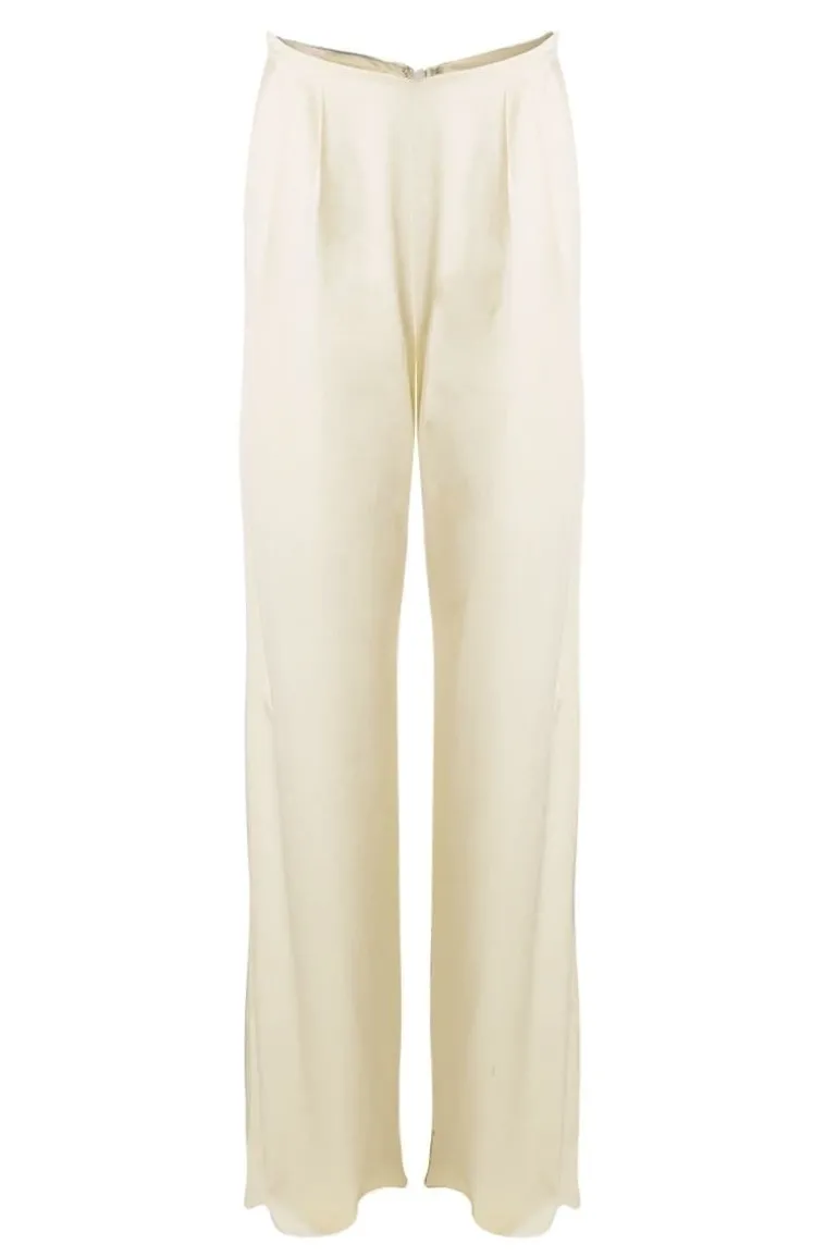 Pants<CULT MIA BASIL OFF-WHITE SILK PANTS Off White