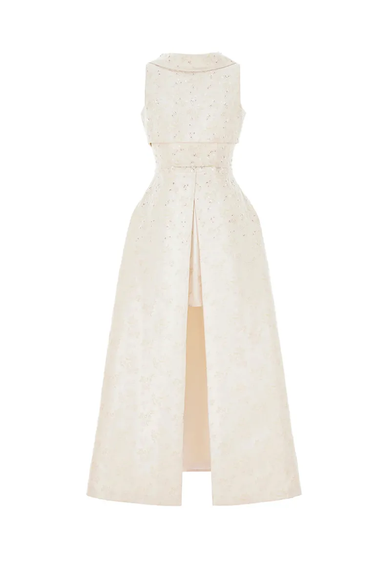 Dresses | Midi Dresses<CULT MIA BEADED BROCADE COWL NECK LONG White