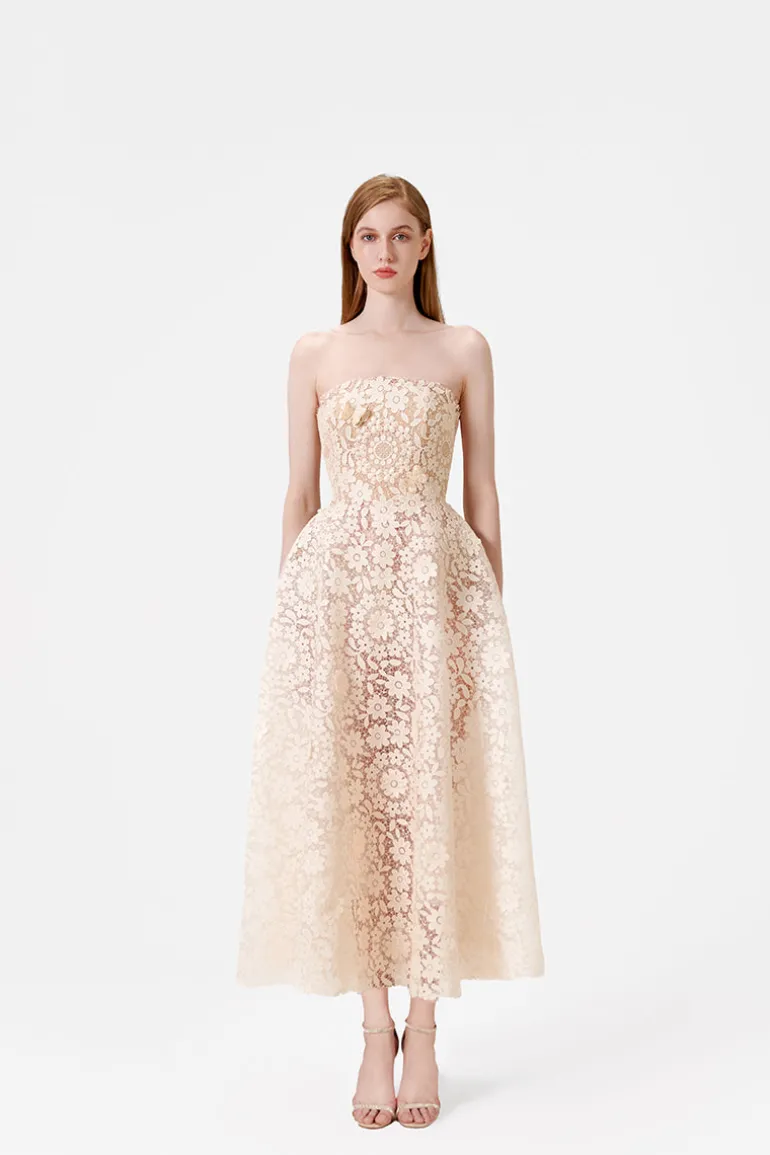 Dresses | Midi Dresses<CULT MIA BEADED BUTTERFLIES MIDI DRESS Beige