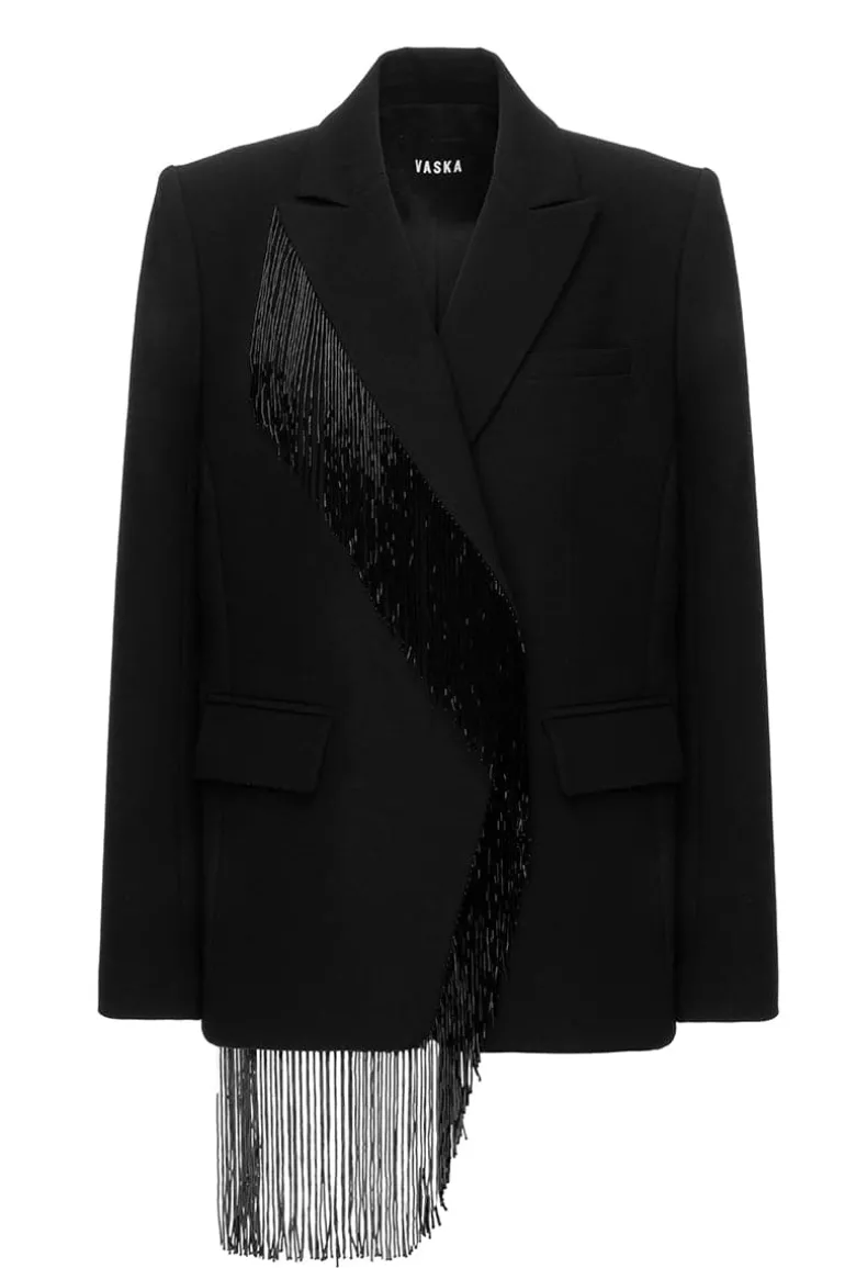 Jackets<CULT MIA BEADED FRINGE JACKET Black