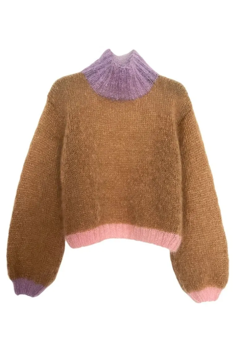 Knitwear<CULT MIA COLORBLOCK MOCK NECK MOHAIR SWEATER Beige