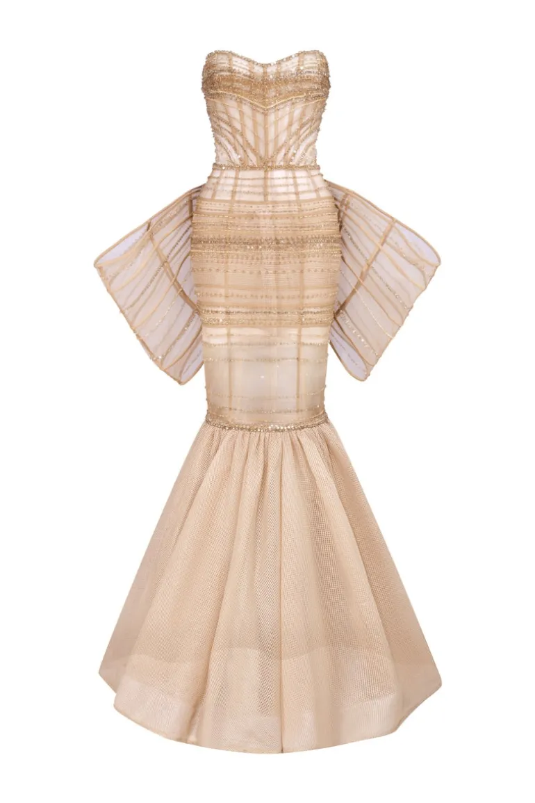 Dresses | Gowns<CULT MIA BEIGE CRYSTAL-EMBROIDERED TULLE MERMAID DRESS Nude