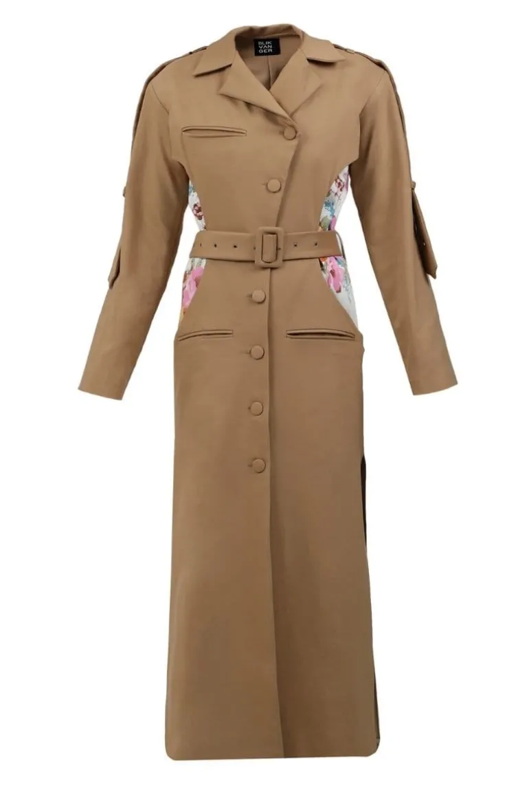 Coats<CULT MIA FLORAL TRENCH COAT Beige