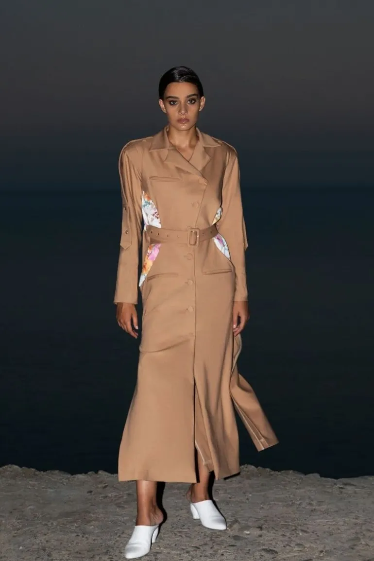 Coats<CULT MIA FLORAL TRENCH COAT Beige