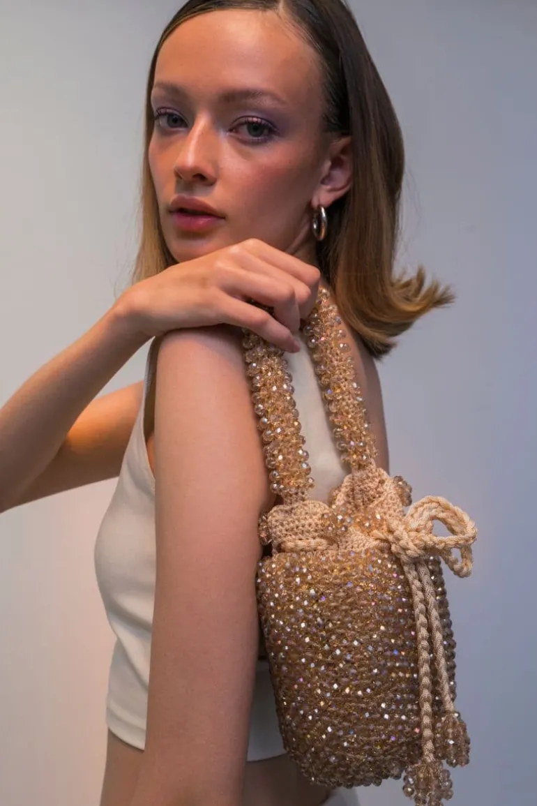 Top Handle Bags<CULT MIA HANDMADE PALOMINO BEADED BAG Beige