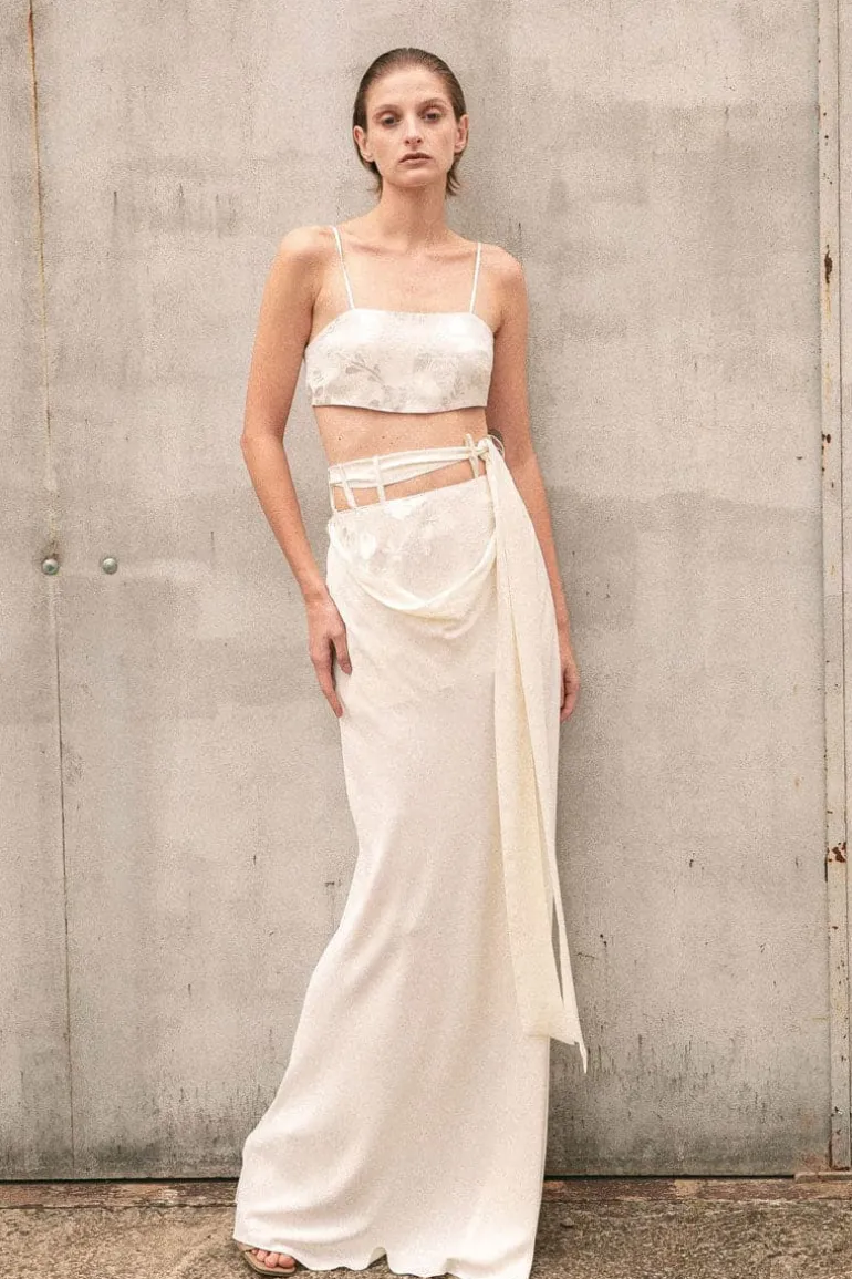 Skirts<CULT MIA LONG SKIRT WITH BELT Beige