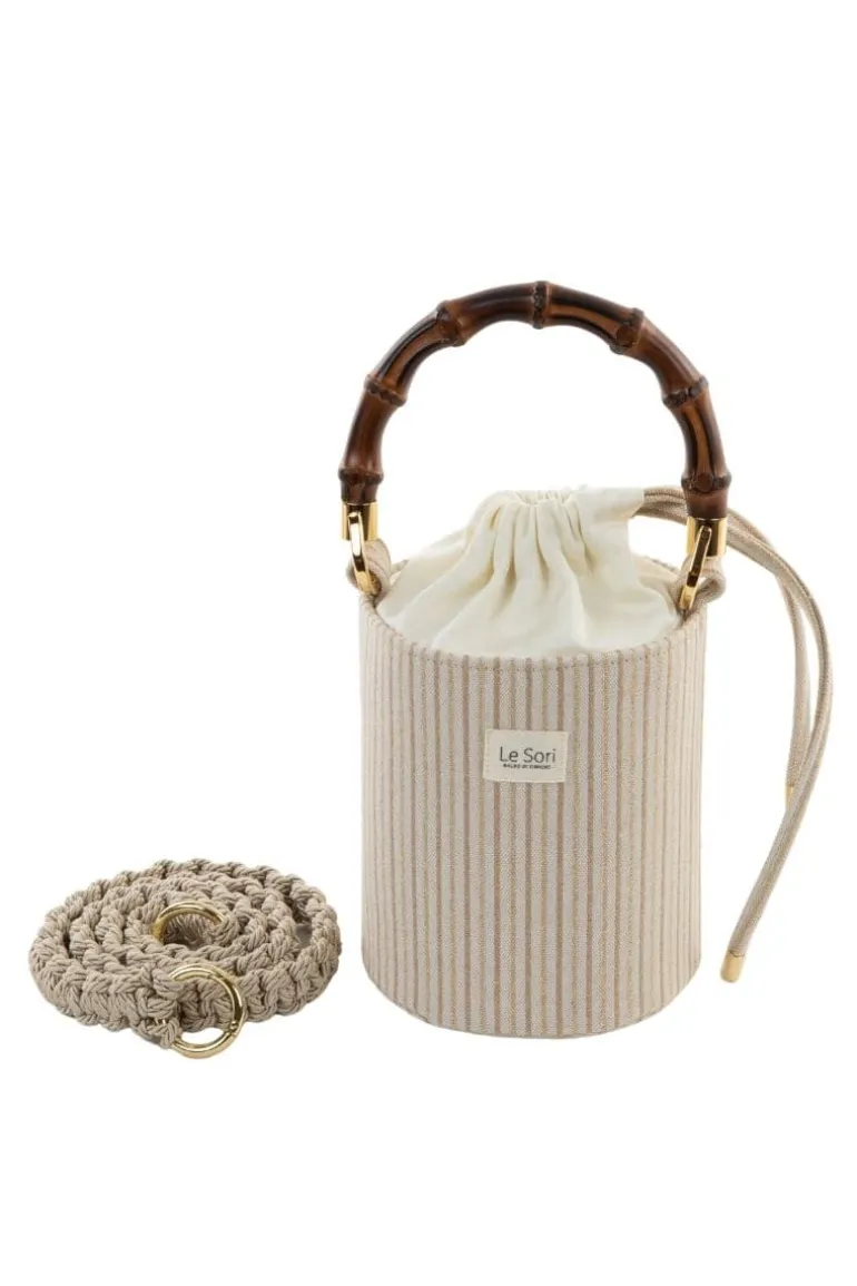 Top Handle Bags<CULT MIA MAIA LEATHER AND FABRIC BUCKET BAG Beige
