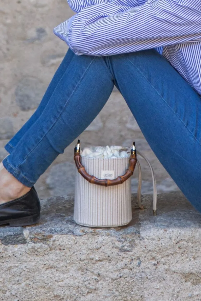 Top Handle Bags<CULT MIA MAIA LEATHER AND FABRIC BUCKET BAG Beige