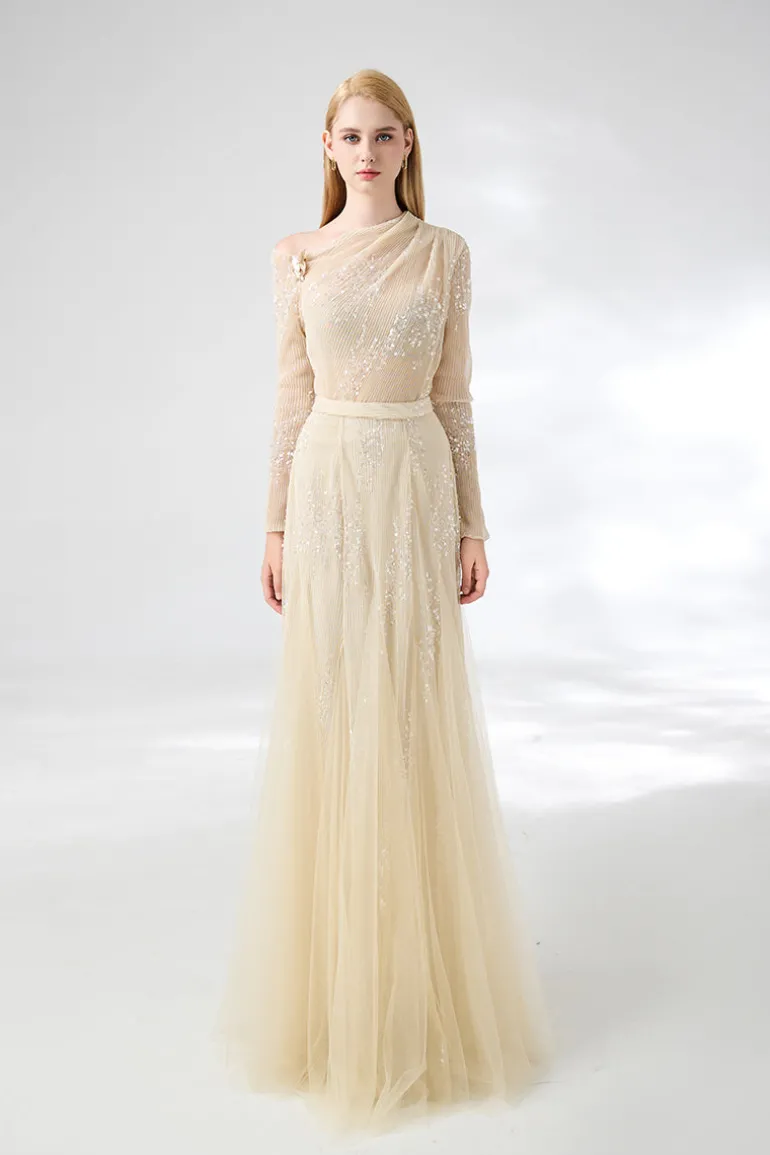 Outfit Sets<CULT MIA SOFTEN LAYERED FLOOR LENGTH TOP AND SKIRT SET Beige