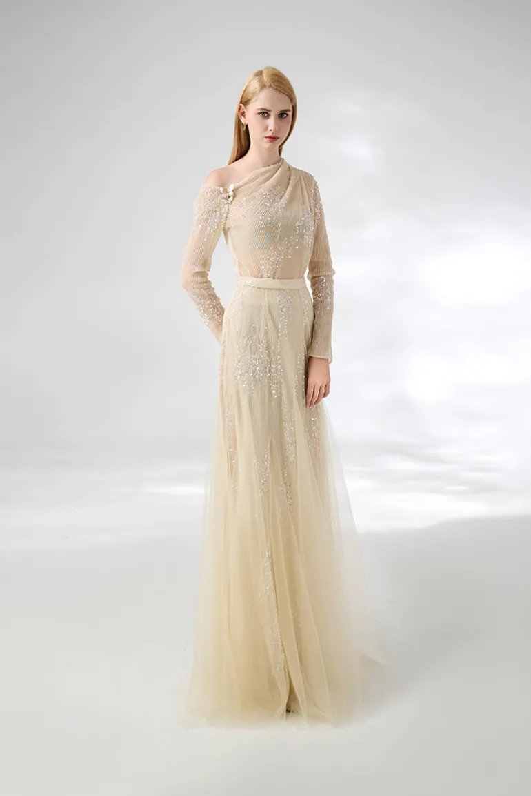 Outfit Sets<CULT MIA SOFTEN LAYERED FLOOR LENGTH TOP AND SKIRT SET Beige