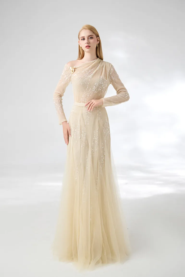 Outfit Sets<CULT MIA SOFTEN LAYERED FLOOR LENGTH TOP AND SKIRT SET Beige