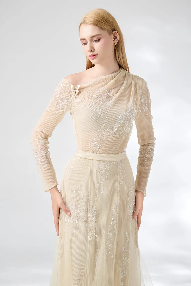 Outfit Sets<CULT MIA SOFTEN LAYERED FLOOR LENGTH TOP AND SKIRT SET Beige