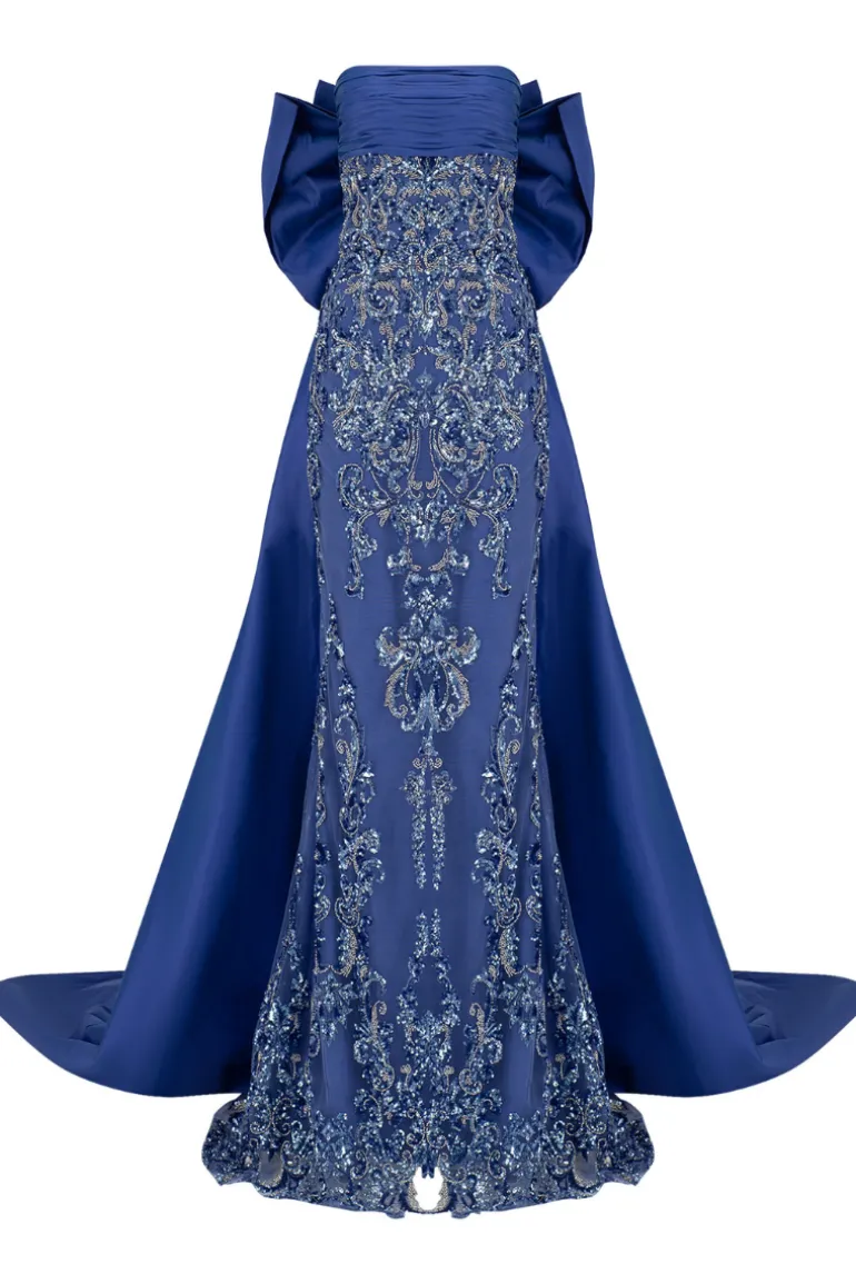 Dresses | Gowns<CULT MIA BELLAMY STRAPLESS EMBROIDERY GOWN Bijou Blue