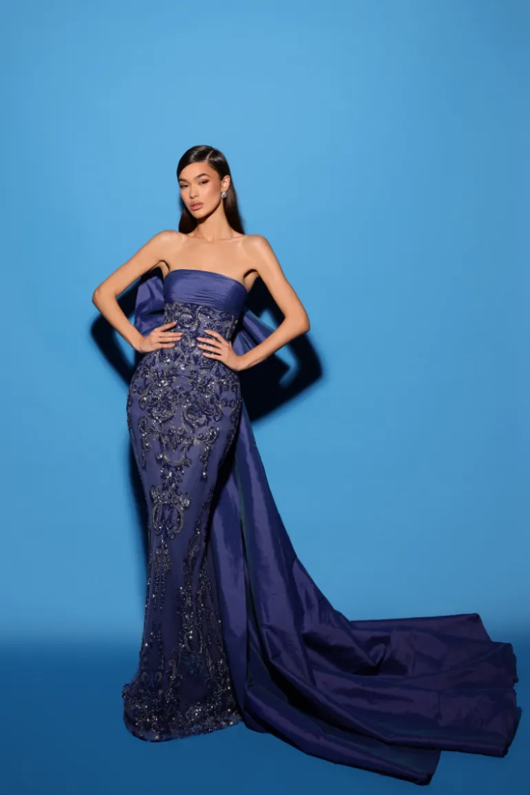 Dresses | Gowns<CULT MIA BELLAMY STRAPLESS EMBROIDERY GOWN Bijou Blue