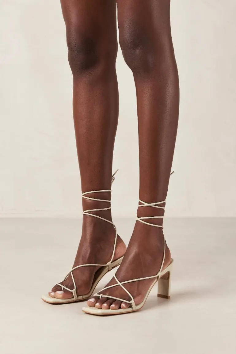 Heels<CULT MIA BELLINI CREAM LEATHER SANDALS