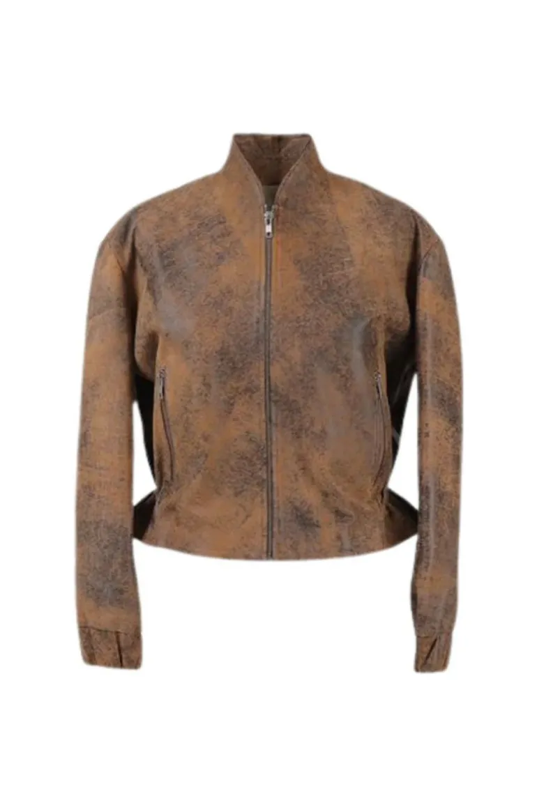 Jackets<CULT MIA BENNETT LEATHER JACKET IN Washed Brown