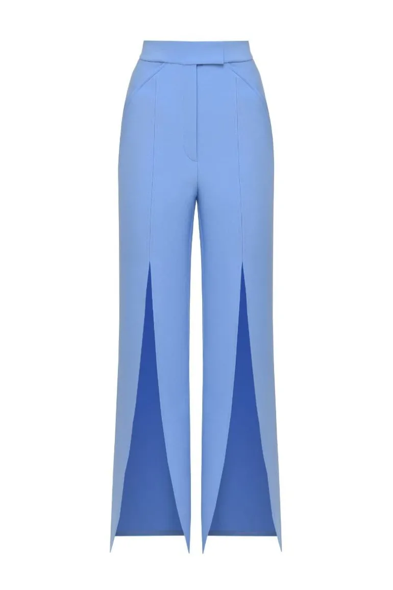 Pants<CULT MIA BIANCA HIGH-RISE FLARED PANTS WITH SLIT Blue