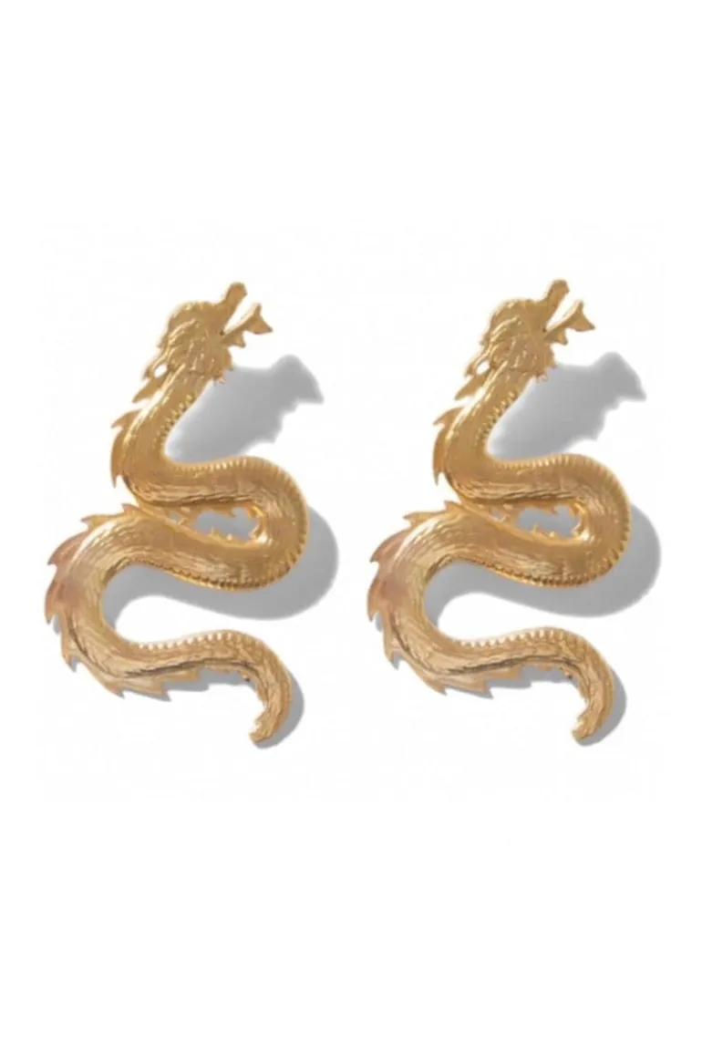 Earrings<CULT MIA BIG DRAGON EARRINGS Gold-plated