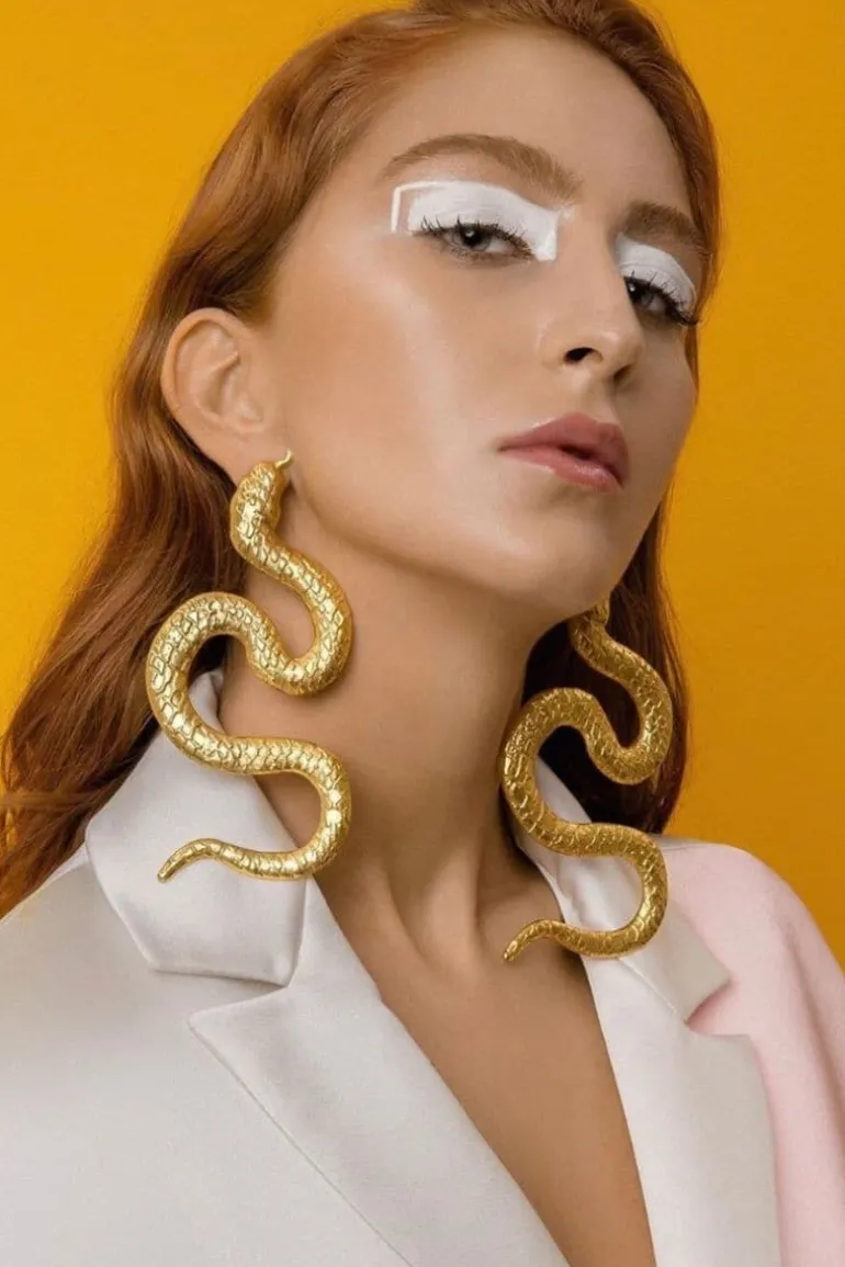 Earrings<CULT MIA BIG SNAKE EARRINGS Gold-plated