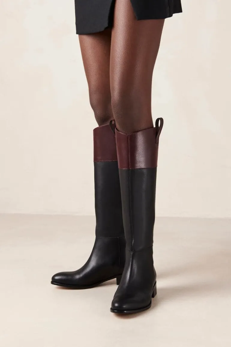 Boots<CULT MIA BILLIE BICOLOR BLACK BURGUNDY LEATHER BOOTS