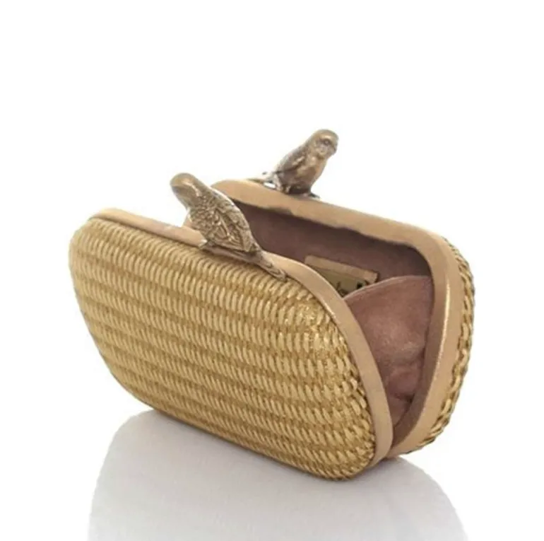Clutch Bags<CULT MIA BIRDS GOLD STRAW BOX