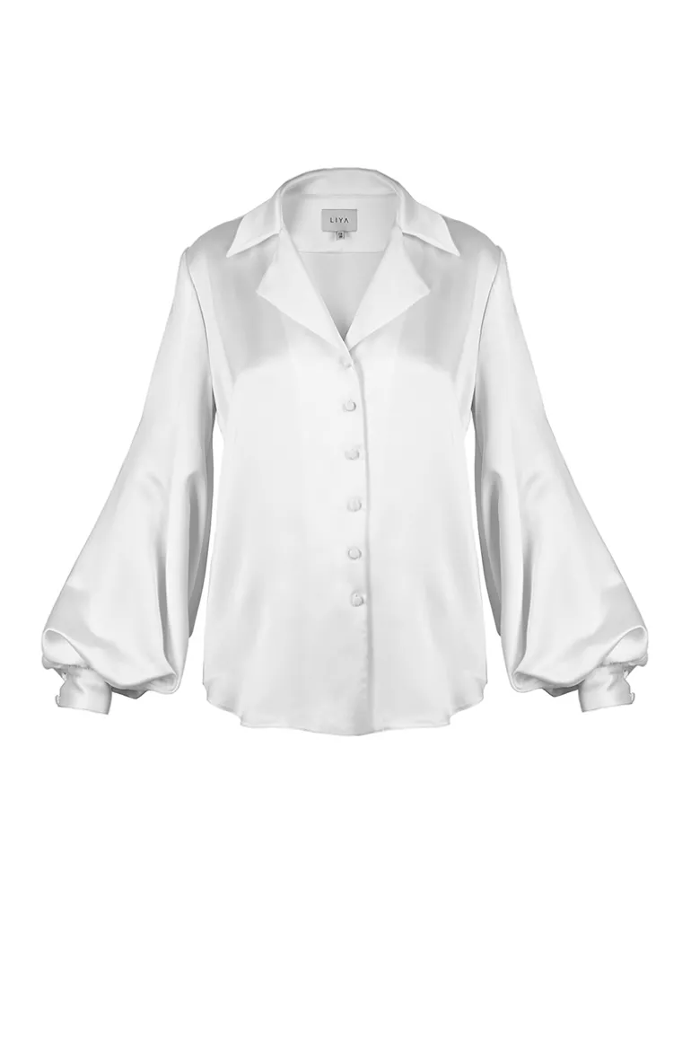 Tops<CULT MIA BISHOP SLEEVES SHIRT White