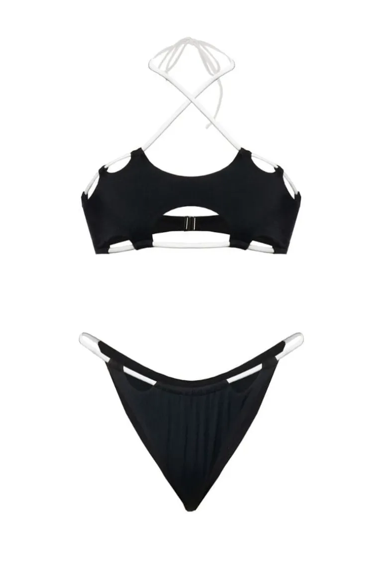 Swimwear<CULT MIA BLACK & WHITE EUDORA BIKINI Black and White