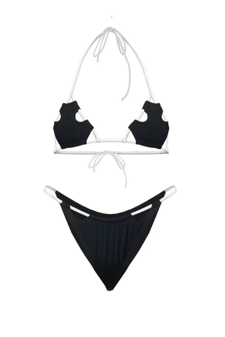 Swimwear<CULT MIA BLACK & WHITE KIARA BIKINI Black and White