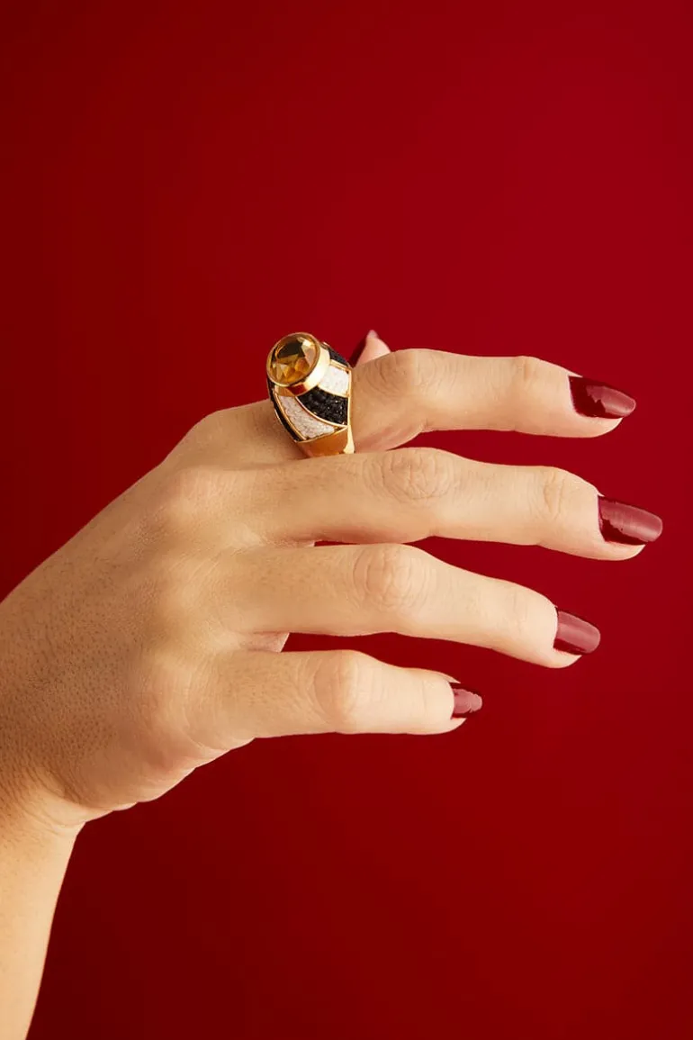 Rings<CULT MIA BLACK AND WHITE LOLLY RING Black/White