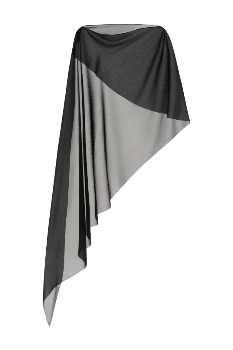 Jackets<CULT MIA ASYMMETRIC SEE-THROUGH CAPE Black