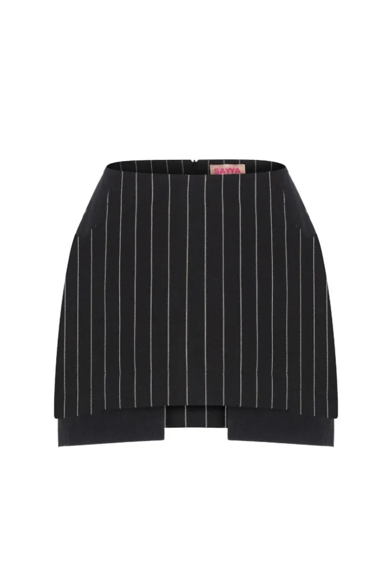 Skirts<CULT MIA ASYMMETRICAL PINSTRIPE MINI SKIRT Black