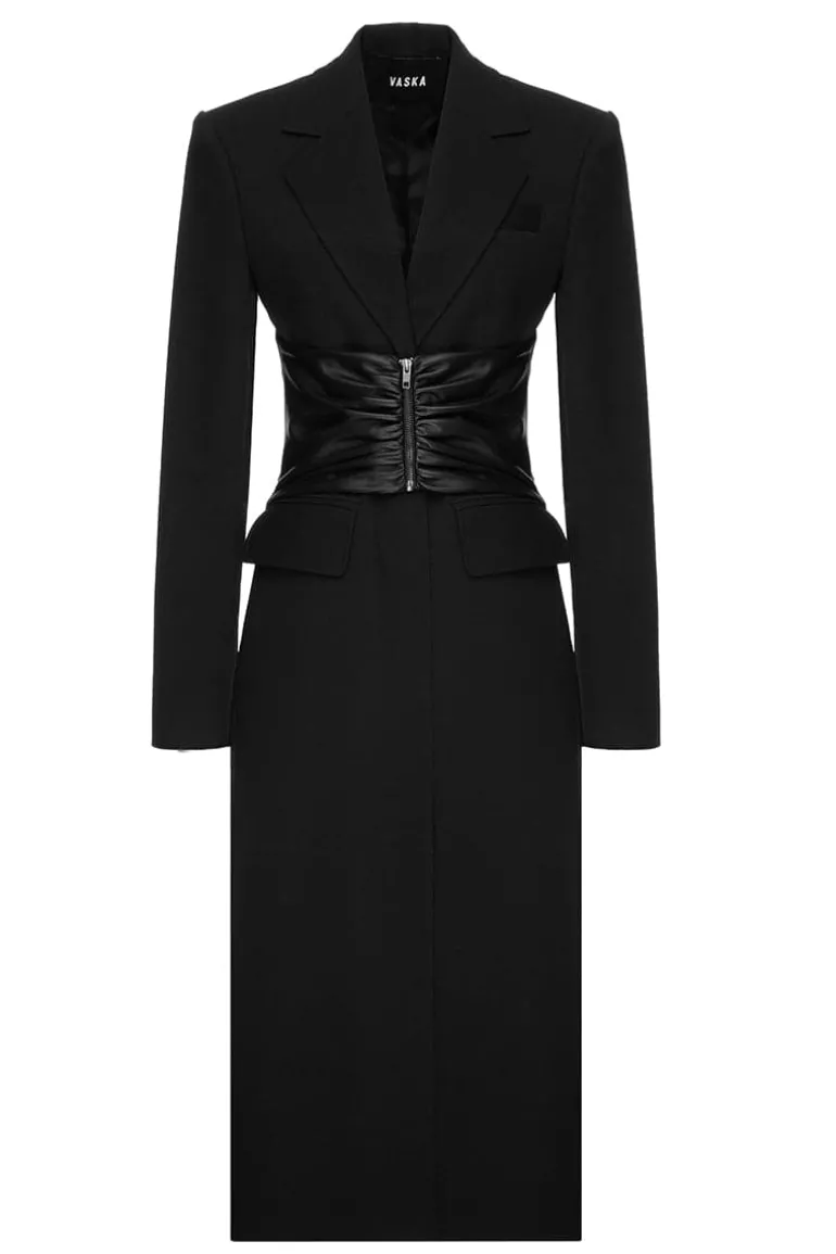 Jackets<CULT MIA BELTED VEGAN LEATHER COAT Black