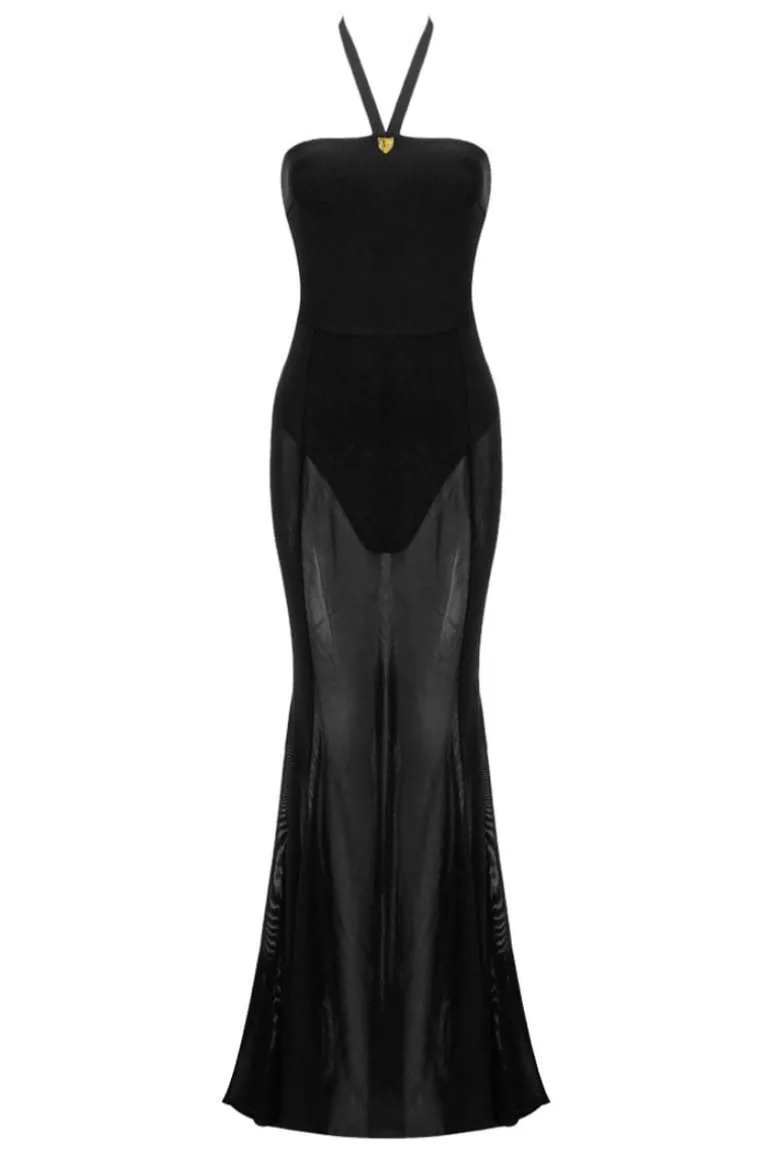Dresses | Gowns<CULT MIA BODYSUIT GOWN WITH MESH SKIRT Black
